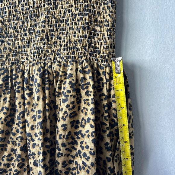 Anthropologie Leopard Print Zip Front Smocked Waist Dress XS - Picture 7 of 8